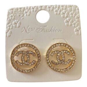 NWT-FASHION EARRINGS-GOLD TONE & RHINESTONES